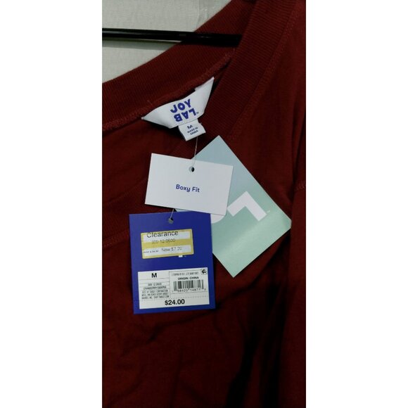 NWT Joy Lab Women's Medium Cranberry Boxy Fit V-Neck Long Sleeve Top Crop Shirt - Picture 9 of 13